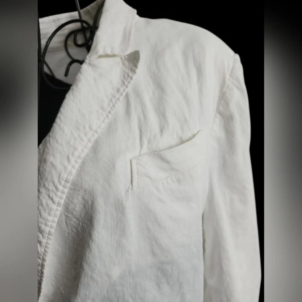 Witchery Linen Blend Blazer Women Medium (AU14) White Professional Minimalist